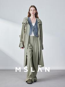 Ветровка женская Mslan длинная, серый / зеленый