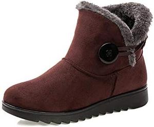 Зимние женские ботинки Снегоступы Теплые ботильоны на меху Водонепроницаемые противоскользящие зимние ботинки для холодной погоды, модные теплые ботинки для прогулок на открытом воздухе и повседневной носки Qacksv, Borwn