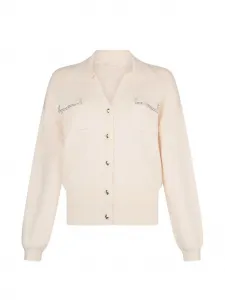 Кардиган с V-образным вырезом и украшением из бусин Liu Jo, бежевый