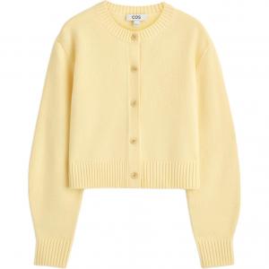 COS Трикотажный кардиган для женщин с круглым вырезом, цвет Cream Yellow