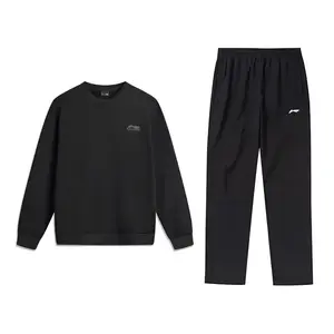 Li Ning Casual Sportswear Unisex Li-Ning, черный pullover hoodie+черный straight fit sports pants
