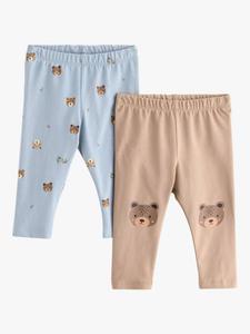 Леггинсы с принтом медвежонка Lindex, Pack of 2, Light Dusty Blue