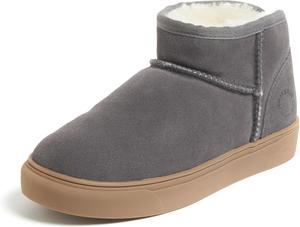 Женские тапочки-ботинки Dearfoams Fireside Bathurst с овчиной, водоотталкивающие, прочные, с подошвой из пены с эффектом памяти, Grey