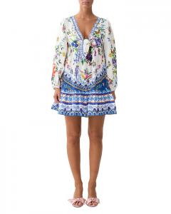 Мини-платье с завязками и рукавами-блузон Camilla, мультиколор