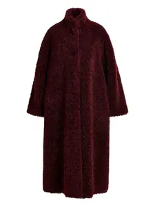 Шуба Ispot из шерпы с воротником-стойкой Essentiel Antwerp, красный