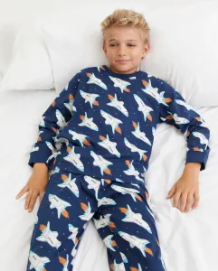 Длинная пижама с принтом для мальчика Cotton Juice, синий