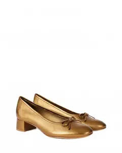 Женские мюли Kris на каблуке в цвете янтарная наппа ламэ Pedro Garcia, Amber Nappa Lame