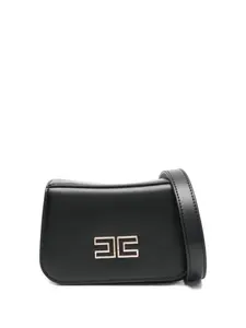 Кожаная сумка через плечо с логотипом Elisabetta Franchi La Mia Bambina, черный