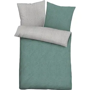 Двустороннее постельное белье Biberna «Hermal», изготовлено из мягкой, комфортно теплой фланели (бобра) с меланжевым эффектом, изготовлено из 100% хлопка, сертифицировано STANDARD 100 от OEKO-TEX, сделано в Германии, цвет fichte