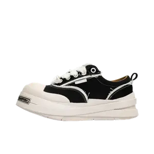 JimiXiong Женские лоу-топ скейтборд кроссовки черные, цвет Black