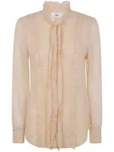 Приталенная блузка с оборками CHLOÉ, нейтральный