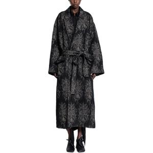 Цветочный принт поясное пальто UMA WANG, черный
