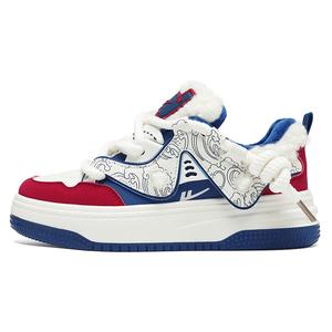 Воин Износостойкие низкие повседневные кроссовки Унисекс, Бежевый Синий Красный