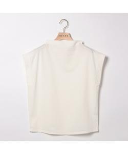 Топ с высоким воротником из хлопка и льна