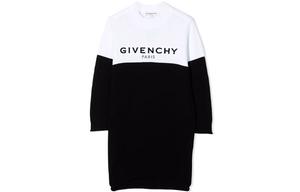 Длинное платье с рукавами черно-белое детское Givenchy