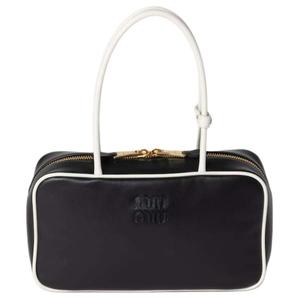 MIU MIU Кожаная сумка через плечо женская черно-белая