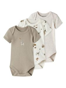 Name it Комплект из 3 боди с короткими рукавами NBNBODY 3P S/S ANIMAL в цвете Jet Stream