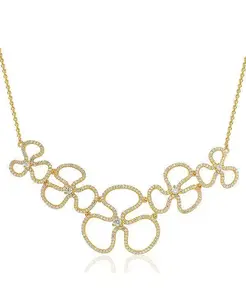 Тонкое ожерелье-нагрудник с подвеской в виде цветка от Suzy Levian из стерлингового серебра с кубическим цирконием Suzy Levian New York, gold