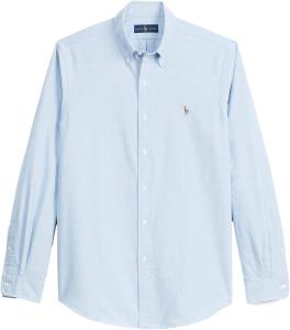 POLO RALPH LAUREN Мужская классическая оксфордская рубашка с длинным рукавом, Basic Blue