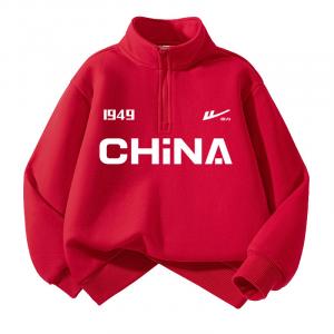 Детский свитшот с воротником стойкой WARRIOR, красный china logo