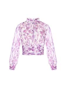 Женская блузка фиолетового цвета с разноцветными вставками faina