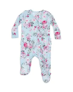 Детский комбинезон Charlotte с цветочным принтом, двусторонней молнией и оборками на спине - для малышек. Angel Dear, синий