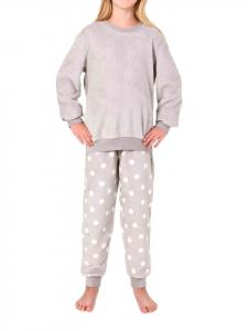NORMANN Детская пижама из кораллового флиса в горошек серого цвета