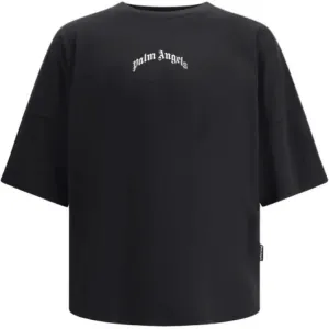 Футболка с изогнутым логотипом PALM ANGELS, черный