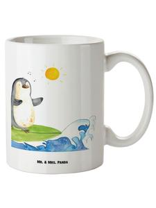 Кружка XL Penguin Surfer без слов, белая Mr. & Mrs. Panda