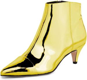 Женские модные ботильоны Miss Left с металлическим блеском, невысокий каблук типа «kitten», закрытый острый носок, боковая молния, стильные осенние ботинки, размеры 4-16 US, Lemon