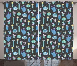 Штора ABAKUHAUS Agave Rustic, семейство тропических суккулентов, универсальные ленточные шторы для гостиной с петлями и крючками, 280 x 225 см, цвет "коксово-серый", многоцветный Abakuhaus