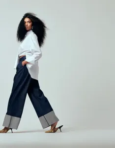 Знаменитые широкие джинсы с отворотами ASOS DESICN цвета индиго