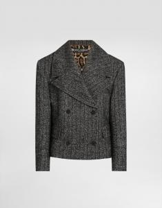 Удлиненный шерстяной жакет в полоску Dolce & Gabbana, мультиколор