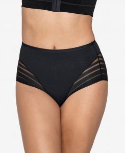 Женские классические корректирующие трусики с кружевной полоской и невидимыми краями Leonisa, черный