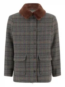 Пальто в клетку Bonpoint, серый