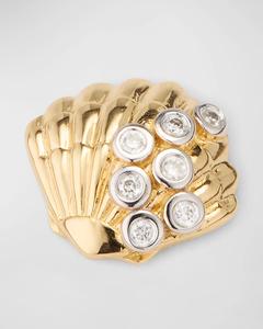 Серьга-гвоздик Clam Shell из 14-каратного золота с бриллиантами, одинарная Sydney Evan