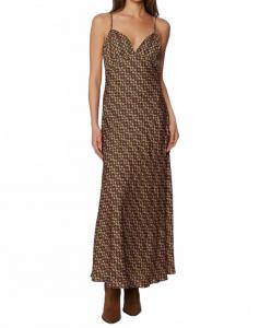 Длинное платье из атласа Cupro Satin Heritage Revival, цвет: коричневый, многоцветный Lost + Wander, коричневый