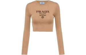 Свитер женский Prada с логотипом, коричневый