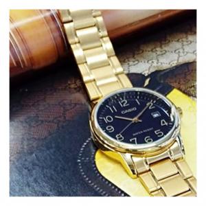 Мужские кварцевые аналоговые часы Casio  с ремешком из нержавеющей стали, водонепроницаемые, черные