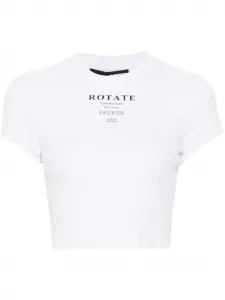 Укороченный топ в рубчик Rotate Birger Christensen, белый