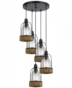 Подвесной маяк с 5 плафонами Cal Lighting, черный/дерево