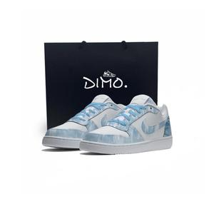 Nike Кроссовки для скейтбординга EBERNON Ink Dot, Sea's Heartbeat Coverage, устойчивые к истиранию, низкие, унисекс, белые, синие