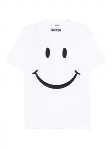 Хлопковая футболка с принтом смайлика Moschino, белый