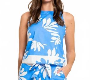 Симоне Лифи Люкс Принтованный Топ В Лодочном Синем SOUTHERN TIDE