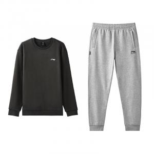 LiNing Повседневная спортивная одежда унисекс, obsidian серый top+черный pants
