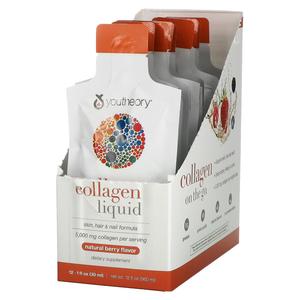 Youtheory Liquid Collagen Natural Berry 12 Liquid Tubes 1 fl oz (30 ml) Each