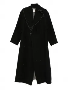 Пальто с бахромой по краю A Tentative Atelier, черный