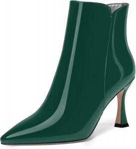 Женские ботильоны MERRORI на высоком каблуке 3,3 дюйма с заостренным носком, вечерние, с молнией и глянцевой отделкой