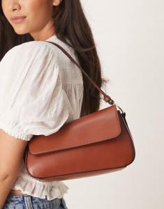 Сумка через плечо с асимметричным клапаном, светло-коричневого цвета Asos Design