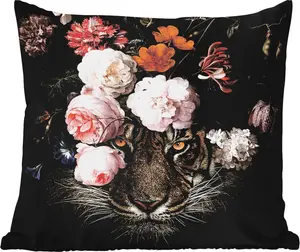 Подушка для улицы - Цветы - Ян Давидс де Хем - Тигр - Живопись - Натюрморт - Старые мастера - 60x60 см - Устойчива к атмосферным воздействиям - Подушка для отдыха - Декор - Подушка для сна MuchoWow